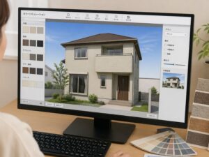 カラーシミュレーションで塗装色を検討する様子